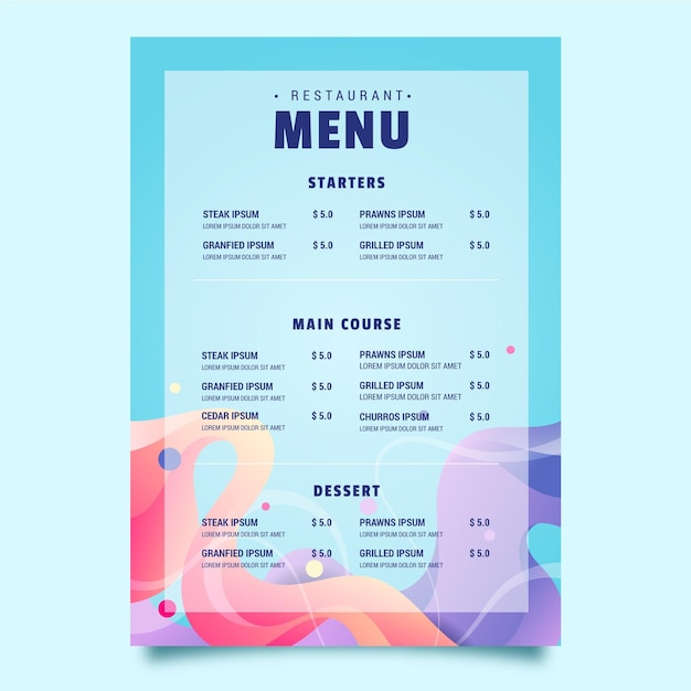 Modèle De Menu De Restaurant Alimentaire