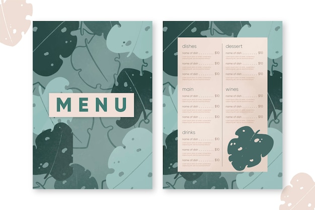 Modèle De Menu De Restaurant D'aliments Sains