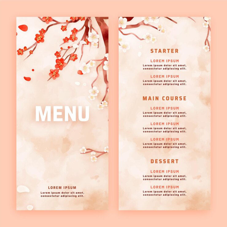 Vecteur gratuit modèle de menu de restaurant aquarelle