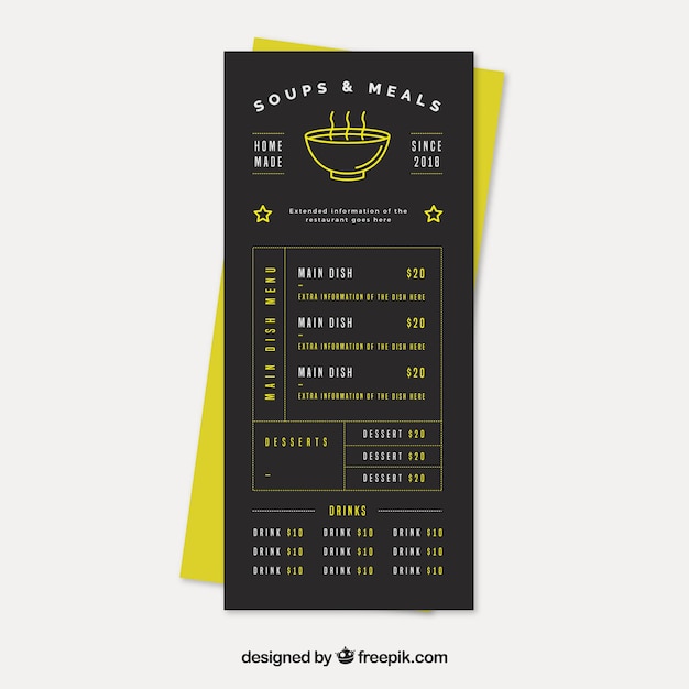 Modèle De Menu De Restaurant Au Design Plat