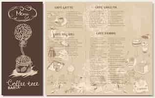 Vecteur gratuit modèle de menu de restaurant de café doodle