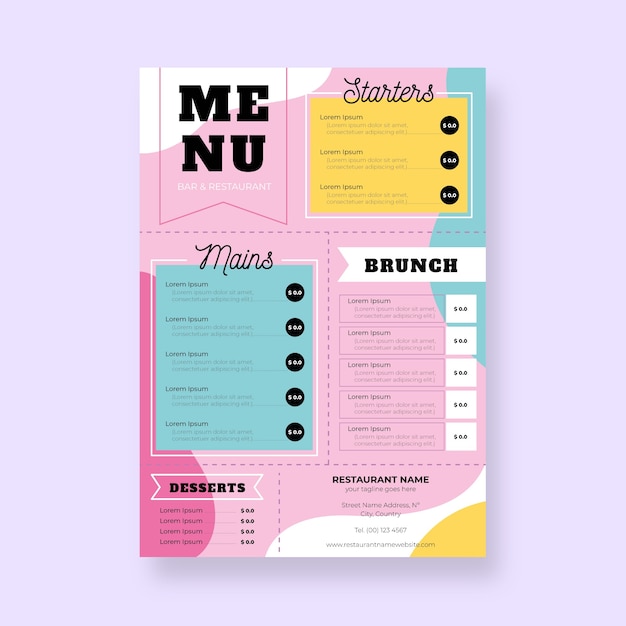 Modèle De Menu De Restaurant Coloré