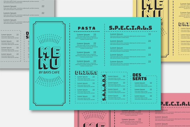 Vecteur gratuit modèle de menu de restaurant coloré