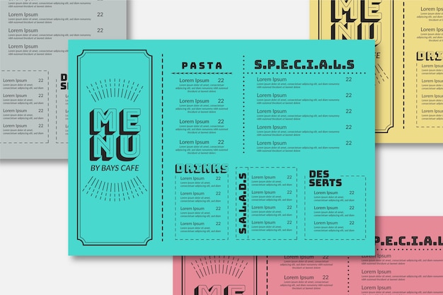 Modèle de menu de restaurant coloré