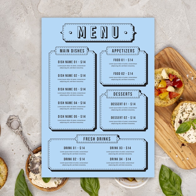 Vecteur gratuit modèle de menu de restaurant coloré