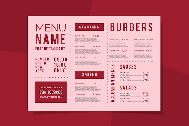 Vecteur gratuit modèle de menu de restaurant coloré