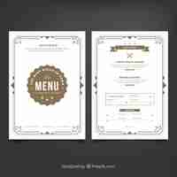 Vecteur gratuit modèle de menu de restaurant élégant avec des ornements vintage