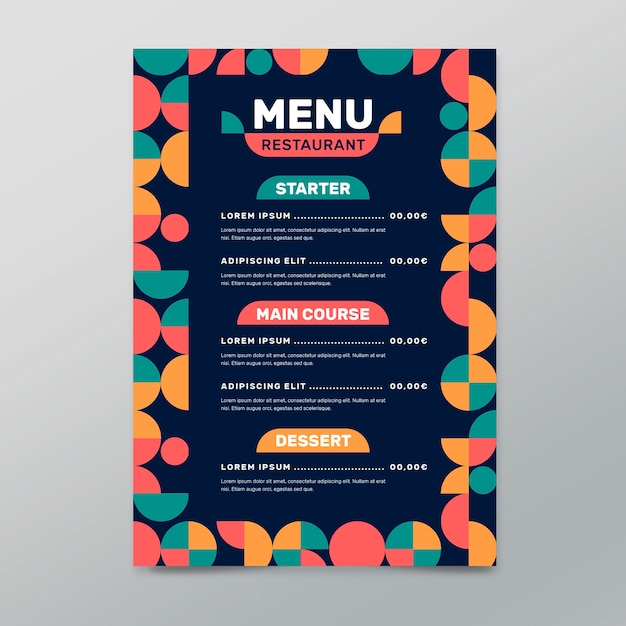 Modèle De Menu De Restaurant Plat