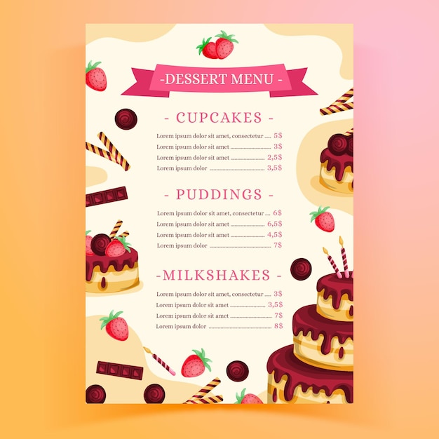 Modèle De Menu De Restaurant Pour Fête D'anniversaire Avec Gâteau