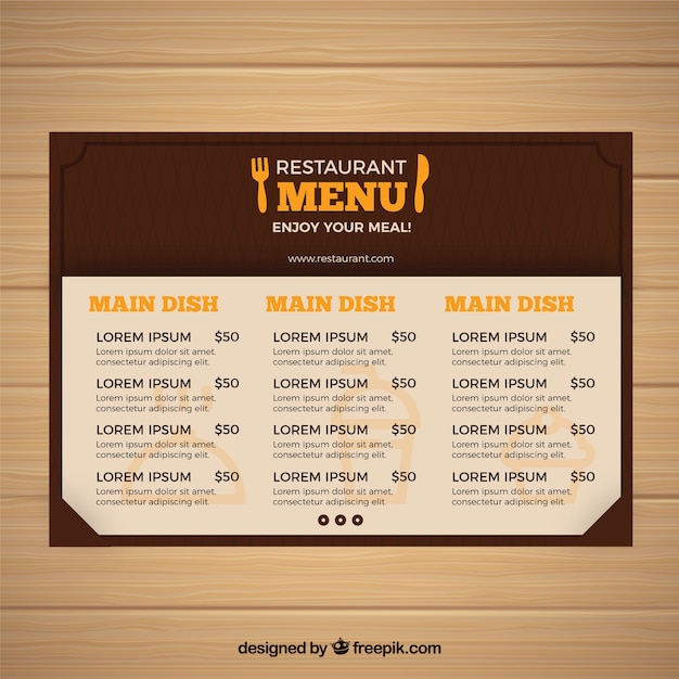Vecteur gratuit modèle de menu de restaurant