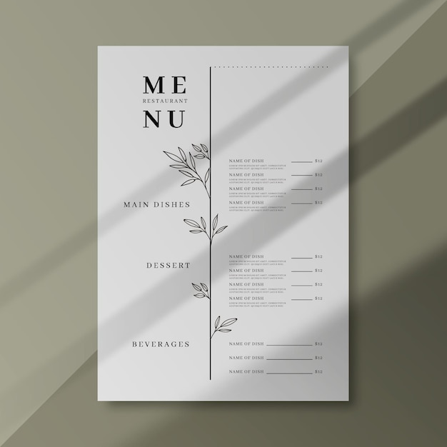 Modèle de menu de restaurant