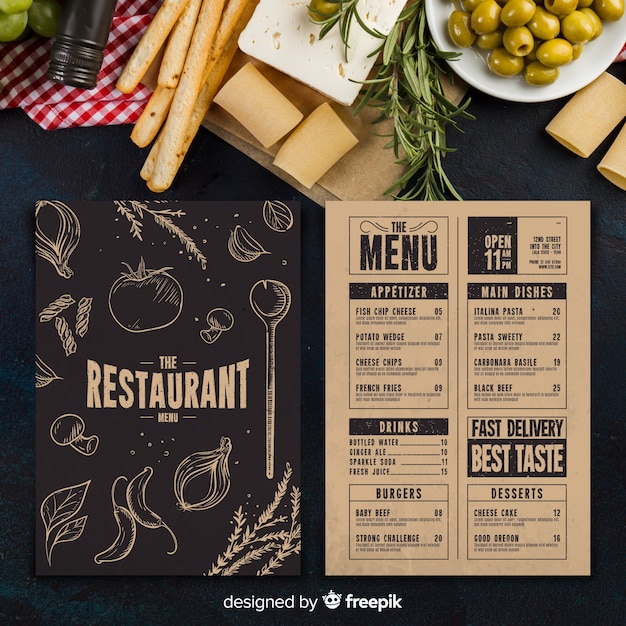 Vecteur gratuit modèle de menu de restaurant