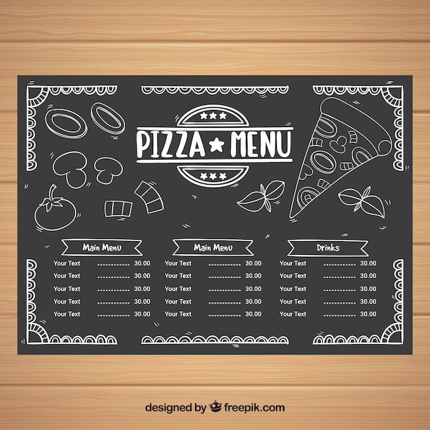 Modèle De Menu Avec Restauration Rapide Dans Le Style Tableau Noir