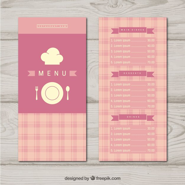 Modèle de menu rose