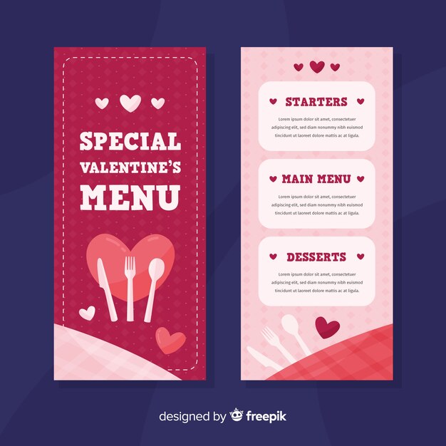 Modèle De Menu Saint Valentin Couverts