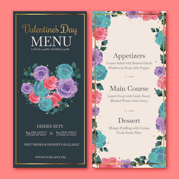 Modèle De Menu Saint Valentin Design Plat