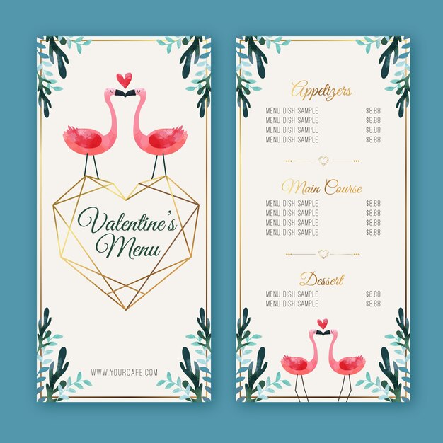 Modèle De Menu Saint Valentin Design Plat