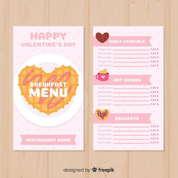 Modèle De Menu Saint Valentin Gaufré