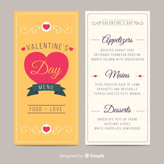 Modèle De Menu De La Saint-valentin