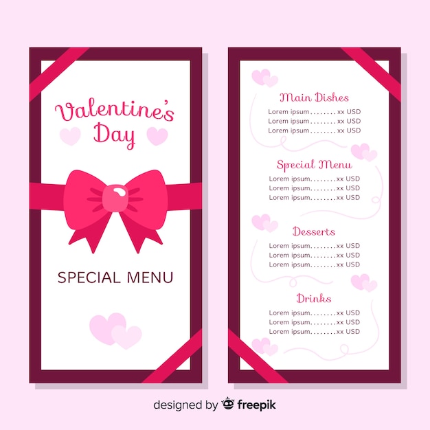 Modèle De Menu De La Saint-valentin