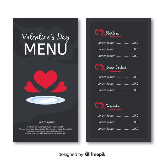 Modèle De Menu De La Saint-valentin