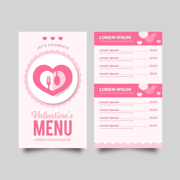 Modèle De Menu De La Saint-valentin