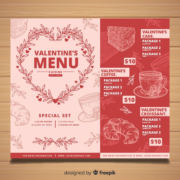 Modèle De Menu De La Saint-valentin