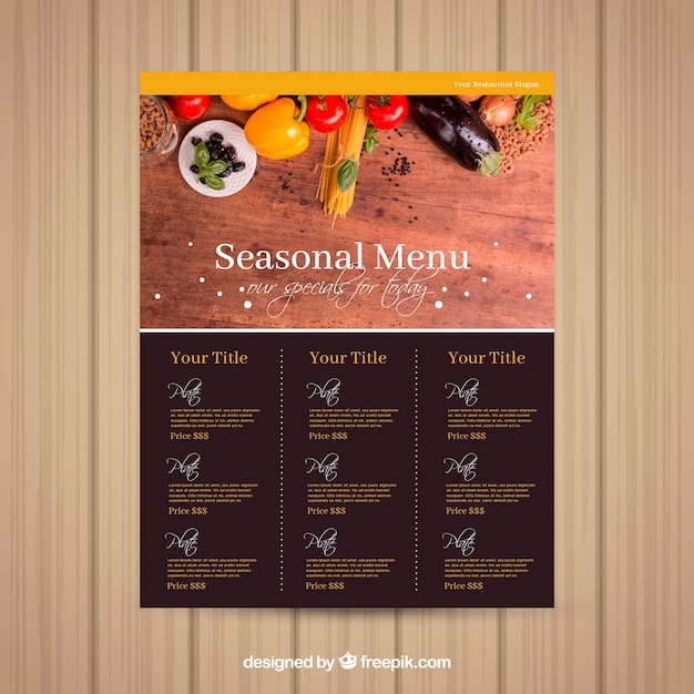 Vecteur gratuit modèle de menu saisonnier