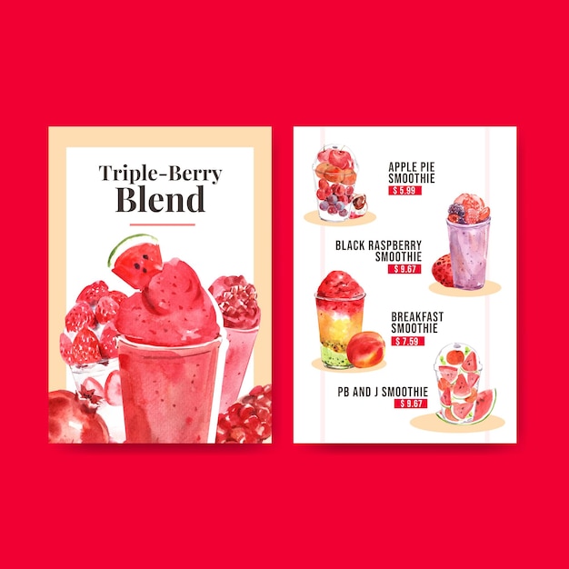 Modèle De Menu Avec Des Smoothies Aux Fruits