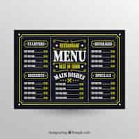 Vecteur gratuit modèle de menu de style tableau noir pour un restaurant