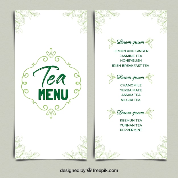 Modèle De Menu De Thé Dans Un Style Plat