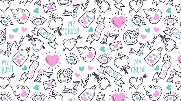 Modèle mignon de Saint Valentin dessiné à la main