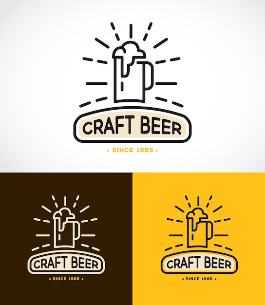 Modèle De Monogramme Graphique En Ligne Avec Logos De Bière Artisanale, Emblèmes De Brasserie, Bar, Pub, Brasserie, Brasserie, Taverne