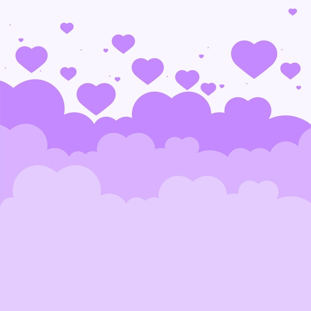 Vecteur gratuit modèle de nuage vecteur coeur pastel fond violet