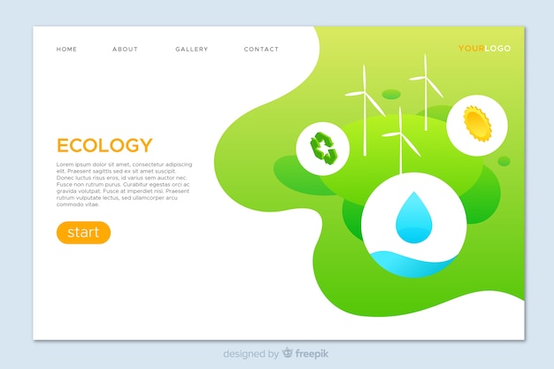 Vecteur gratuit modèle de page d'atterrissage concept écologie