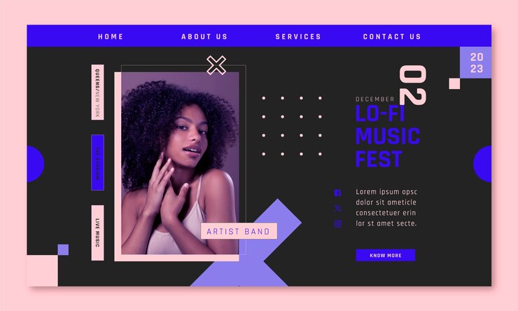 Vecteur gratuit modèle de page d'atterrissage de concert de musique