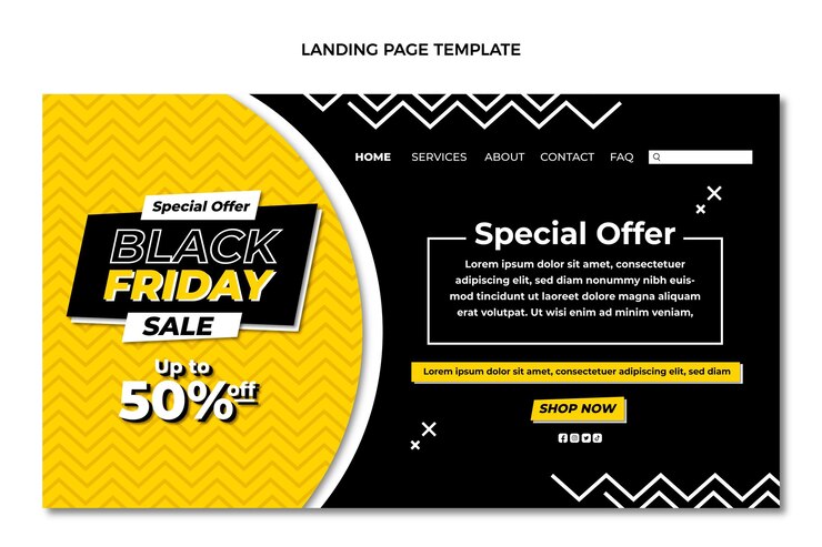 Vecteur gratuit modèle de page d'atterrissage du vendredi noir plat