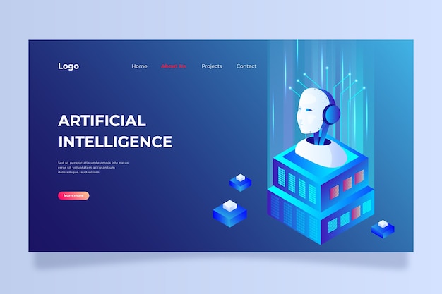 Vecteur gratuit modèle de page d'atterrissage intelligence artificielle