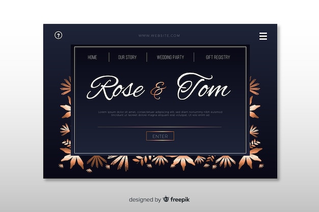 Modèle De Page D'atterrissage De Mariage élégant
