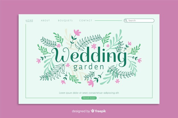 Modèle de page d'atterrissage de mariage floral