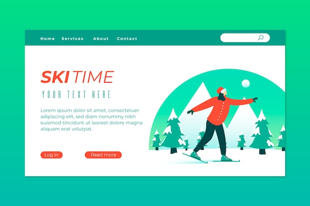 Vecteur gratuit modèle de page d'atterrissage de sport en plein air