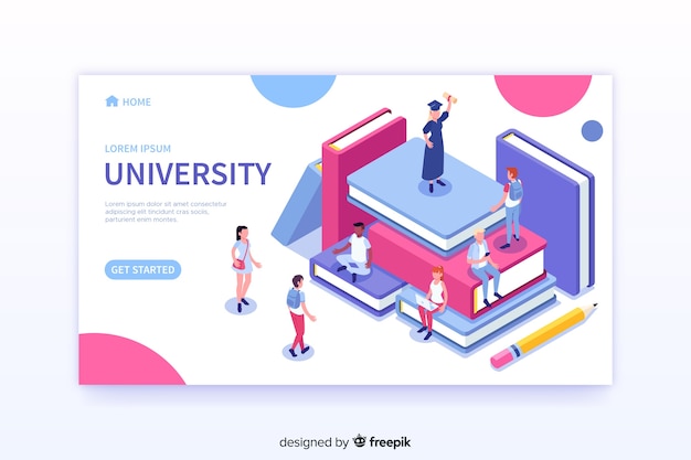 Modèle De Page D'atterrissage D'université Isométrique