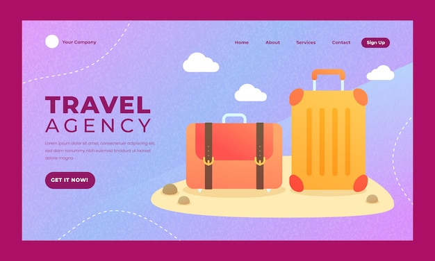 Modèle de page de destination d'agence de voyage à texture dégradée