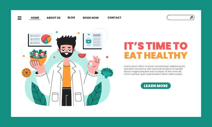 Vecteur gratuit modèle de page de destination d'aide à la nutritionniste