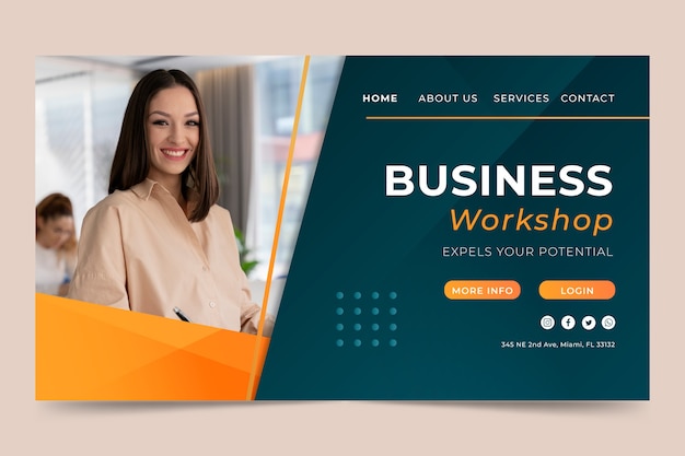 Modèle de page de destination de l'atelier d'affaires dégradé