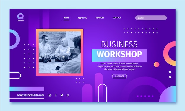 Modèle de page de destination de l'atelier d'affaires dégradé