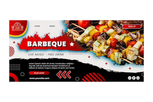 Vecteur gratuit modèle de page de destination barbecue