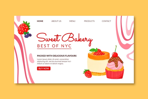 Vecteur gratuit modèle de page de destination de boulangerie aquarelle