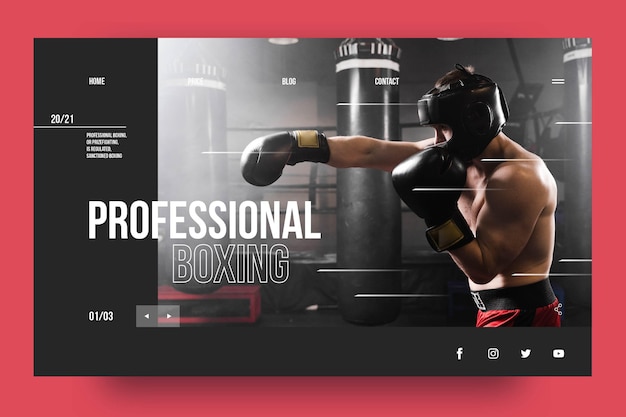 Modèle De Page De Destination De Boxe Professionnelle