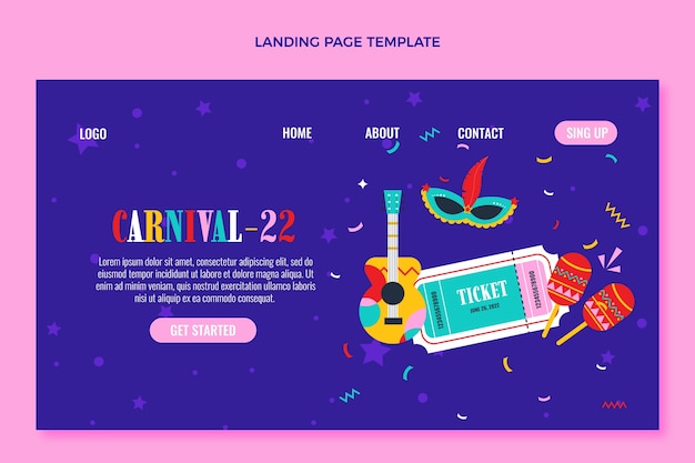 Modèle De Page De Destination De Carnaval Plat